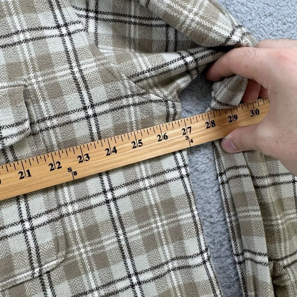 Levi's Dry Goods‎ Shirt Men's L Beige Plaid Long Sleeve Button Up Flannel